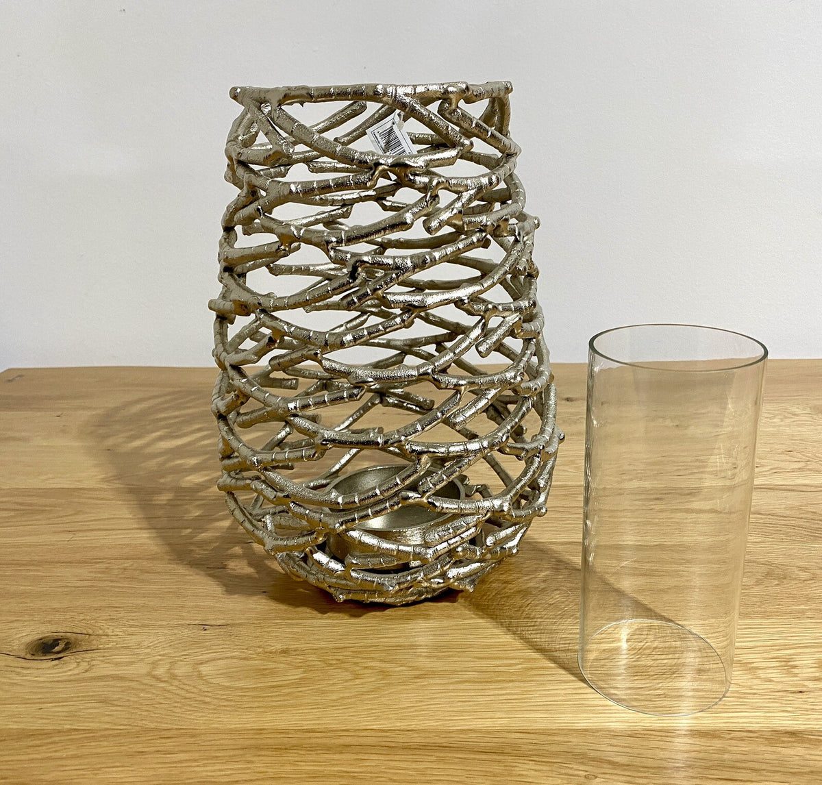 Casablanca chices Aluminium Windlicht TWIGS Neu mit Glaszylinder 31,5 cm Hoch
