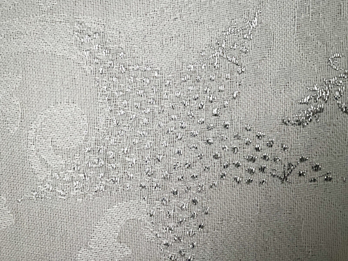 Apelt Jaquard Weihnachts-Tischband Sterne Ornamente Weiß Silber  21x175cm