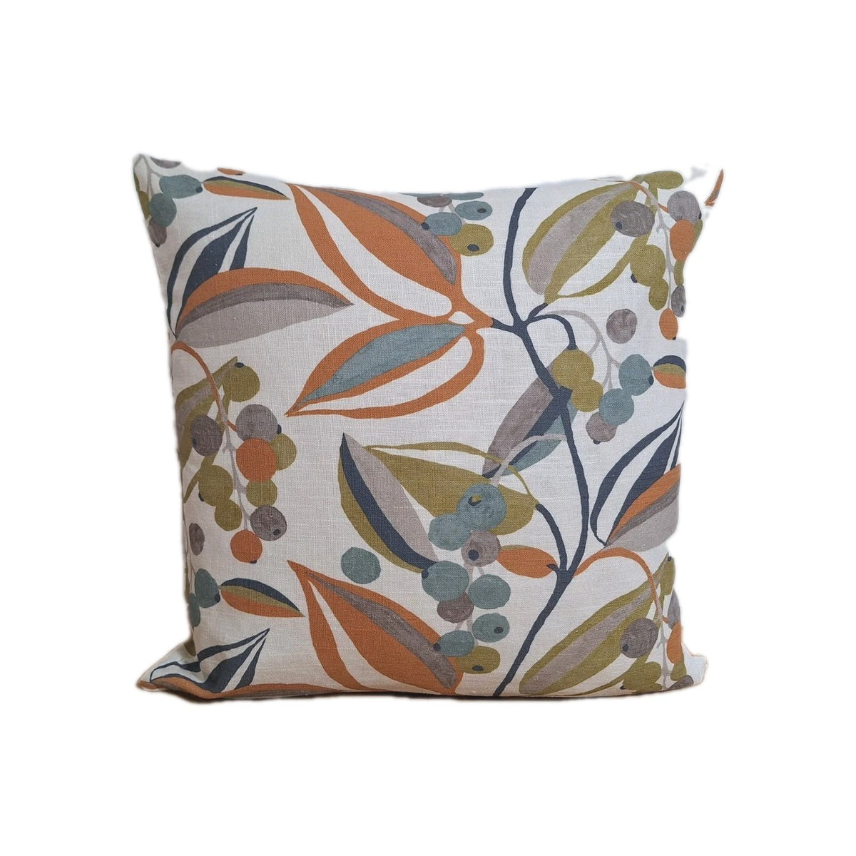 Sander Moderne Kissenhülle ELENOR NEU Floral Creme Oliv Rost Blau  50x50cm