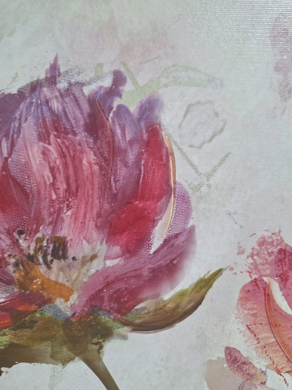 Gilde Gemälde Blüten Abstrakt NEU Pink Gelb Grün 70x70cm