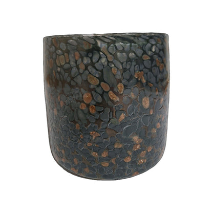 Kaheku chices Windlicht Glas NEU Anthrazit Kupfer Gesprenkelt 15 cm Hoch