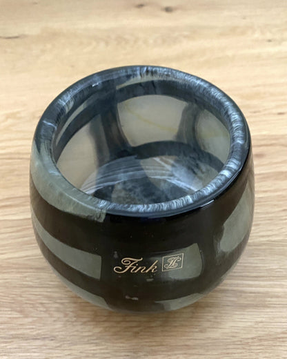Fink modernes Glas Windlicht MARLY NEU Salbei-Schwarz 9,5 cm Hoch