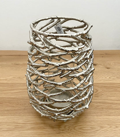 Casablanca chices Aluminium Windlicht TWIGS Neu mit Glaszylinder 31,5 cm Hoch