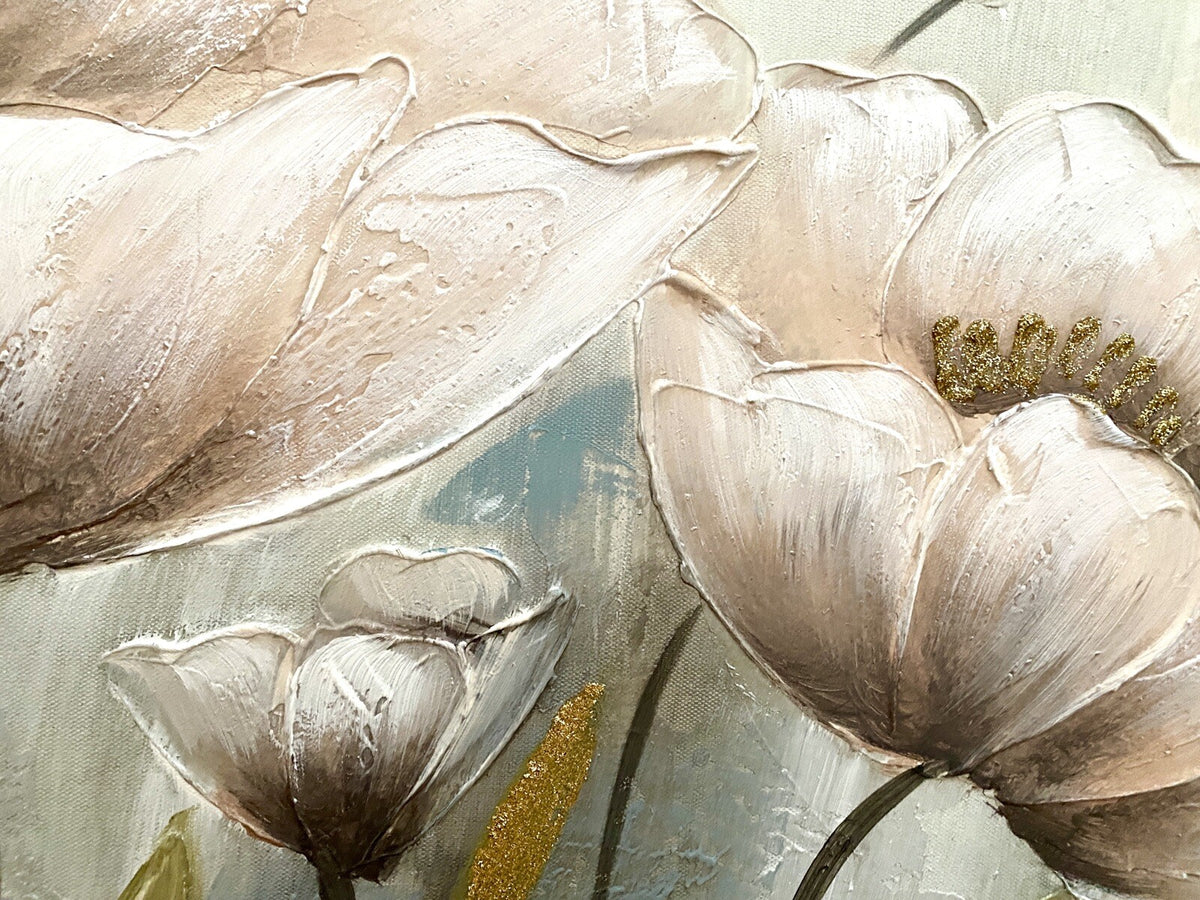 Formano chices Gemälde NEU Blütendesign mit Goldschimmer 40x80 cm