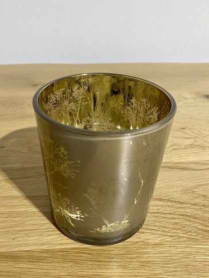 Formano chices Teelichtglas Pusteblume NEU Gold Taupe 10 cm Hoch