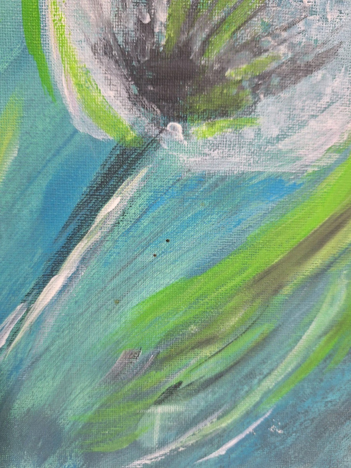 Gemälde Pusteblume Abstrakt NEU Türkis Rosa Maigrün 40x40 cm