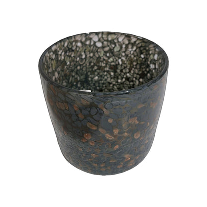 Kaheku chices Windlicht Glas NEU Anthrazit Kupfer Gesprenkelt 15 cm Hoch