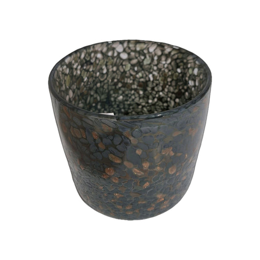 Kaheku chices Windlicht Glas NEU Anthrazit Kupfer Gesprenkelt 15 cm Hoch