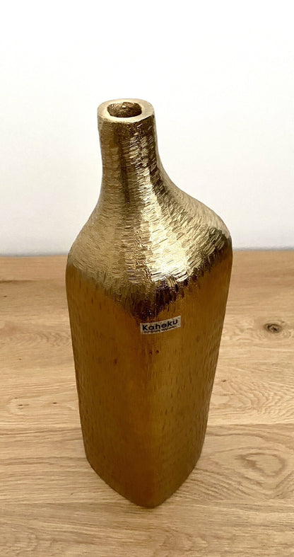 Kaheku moderne Metall Vase ABIUS NEU Strukturiert Gold 39 cm Hoch