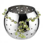 Raumstil Edelstahl Windlicht NEU mit Perlenapplikation Silber 10cm Hoch