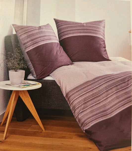 Janine Moderne Mako-Satin Wende Bettwäsche NEU Rauten Beere Altrose 155x220cm