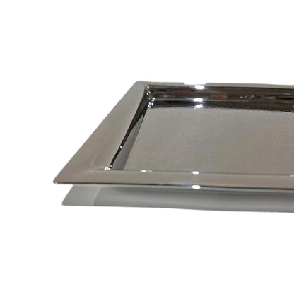 Fink Edelstahl  Tablett NAGANO Neu Gehämmert Silber Rechteckig  48x24 cm