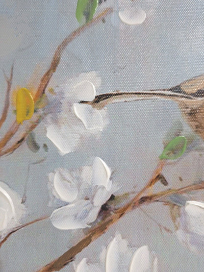 Formano Gemälde Blütenzweig NEU Blau Weiß Beige 40x40cm