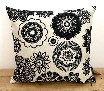 Rohleder moderne Jaquard Kissenhülle MANDALA NEU Creme Schwarz 45x45cm