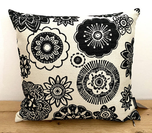 Rohleder moderne Jaquard Kissenhülle MANDALA NEU Creme Schwarz 45x45cm