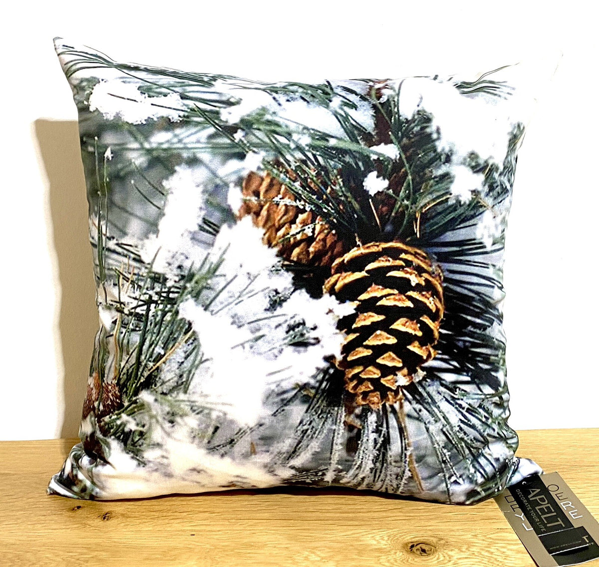 Apelt Weihnachts-Kissenhülle Bedruckt NEU Tanne Zapfen Grün Weiß Braun 46x46cm
