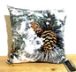 Apelt Weihnachts-Kissenhülle Bedruckt NEU Tanne Zapfen Grün Weiß Braun 46x46cm
