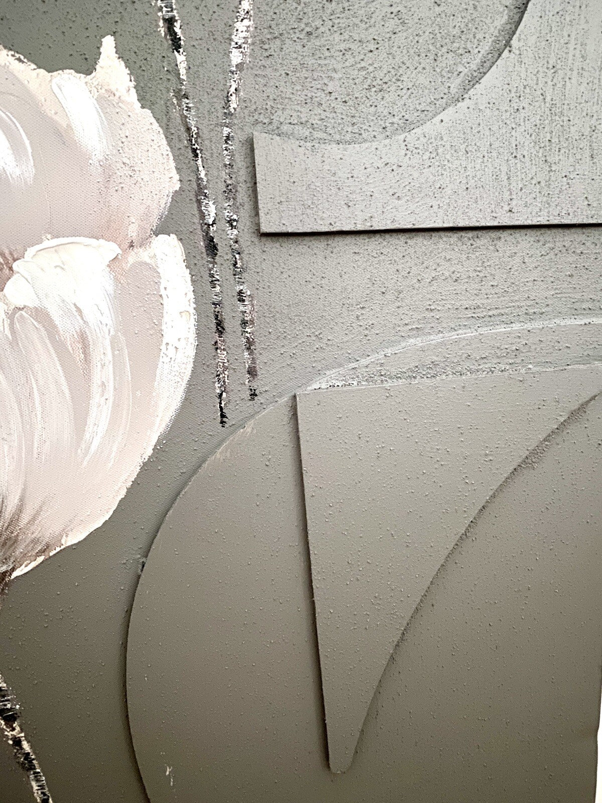 Gilde chices Gemälde „Magnolie“ NEU Grau Weiß Taupe 60x90 cm