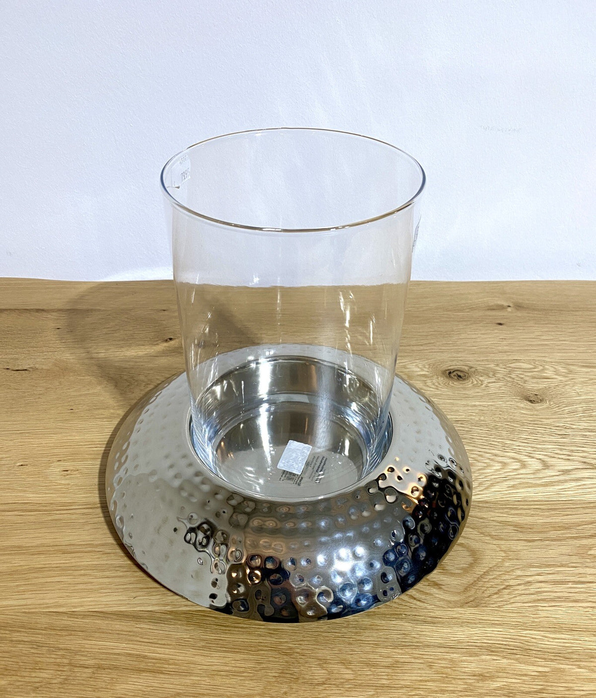Fink 2tlg modernes Windlicht NAPA Vernickelt NEU Gehämmert mit Glas 24 cm Hoch