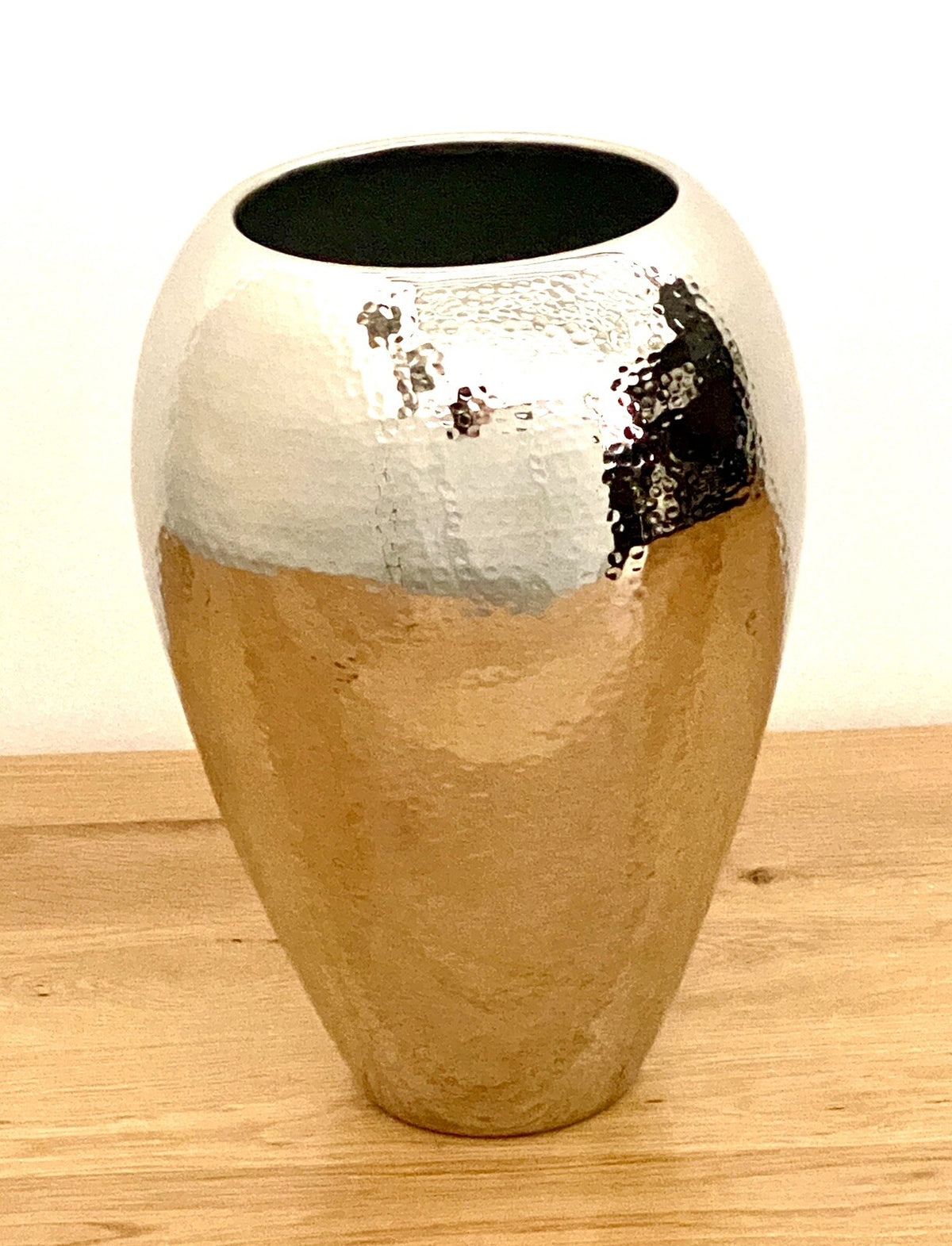 Fink  moderne Edelstahl Vase MALANA NEU Gehämmert Vernickelt 32 cm Hoch