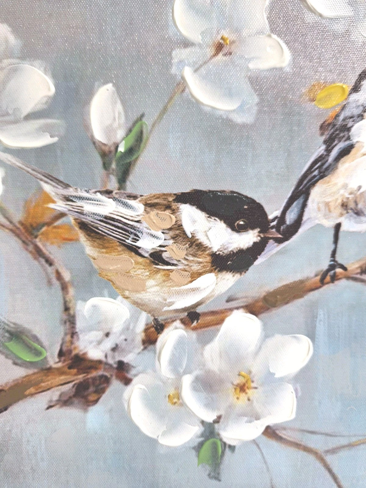 Formano Gemälde Blütenzweig NEU Blau Weiß Beige 40x40cm