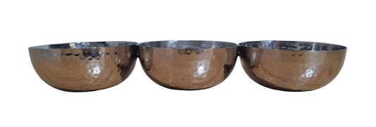 Fink moderne Edelstahl 3er Schalen PICCA NEU poliert Gehämmert Silber 28x9 cm