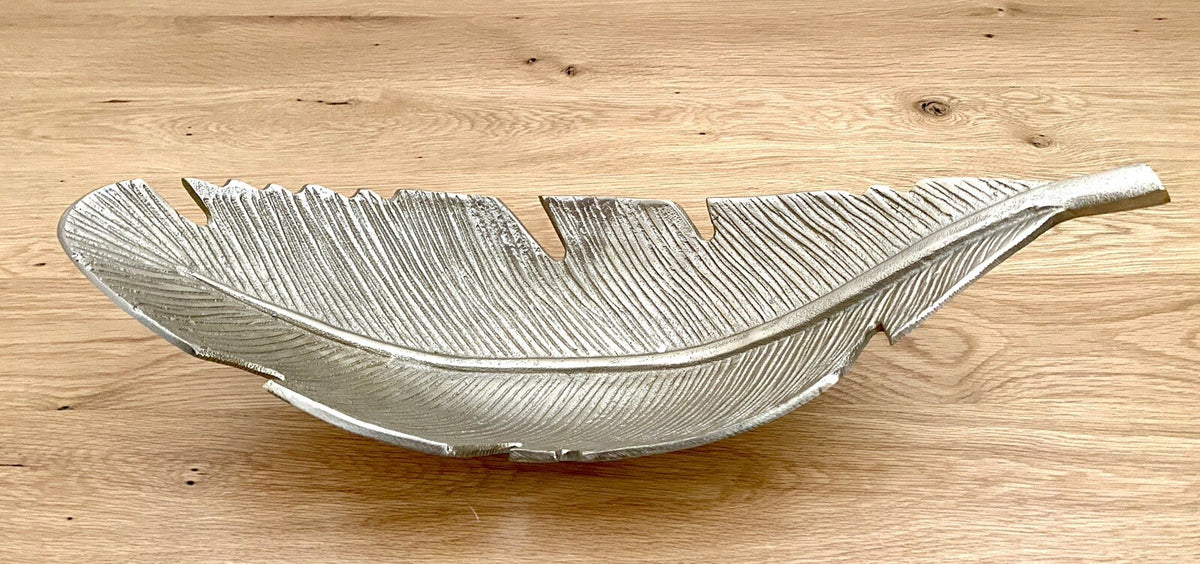 Casablanca moderne Blattschale NOSTRO NEU Aluminium Gold Relief 50cm Lang