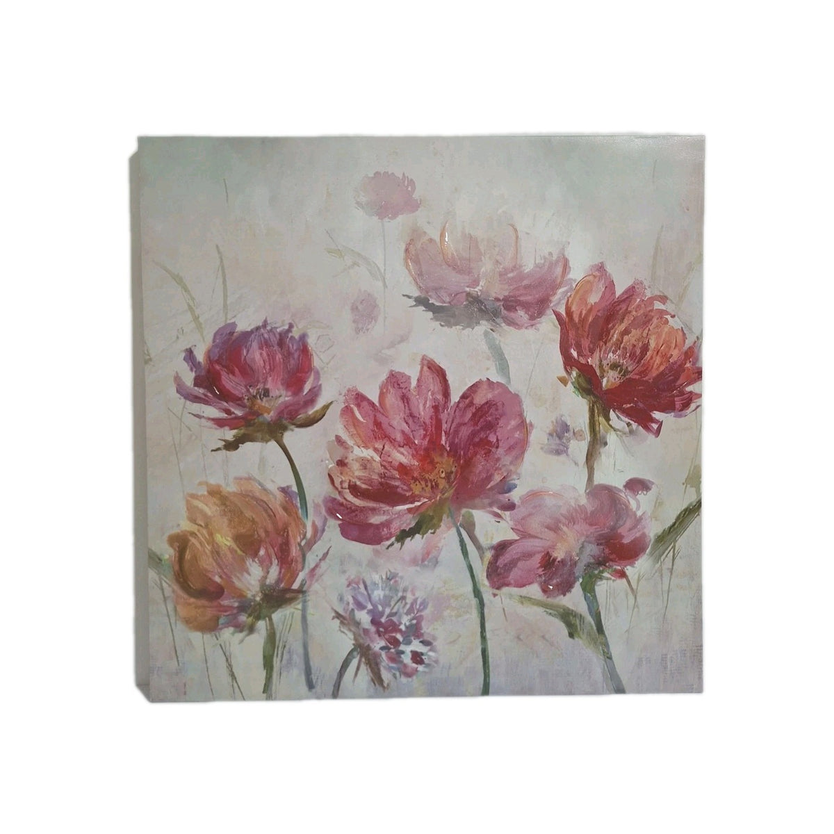 Gilde Gemälde Blüten Abstrakt NEU Pink Gelb Grün 70x70cm