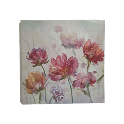 Gilde Gemälde Blüten Abstrakt NEU Pink Gelb Grün 70x70cm