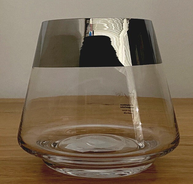 Fink Edler Glas Teelichthalter JONA NEU Mit Silbernem Rand 13 Cm Hoch