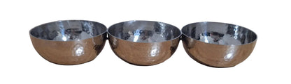 Fink moderne Edelstahl 3er Schalen PICCA NEU poliert Gehämmert Silber 28x9 cm