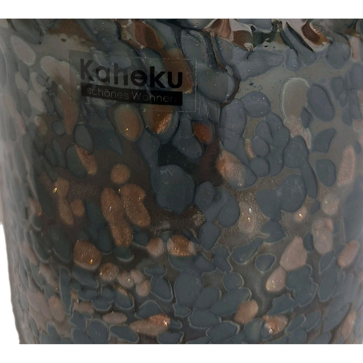 Kaheku chices Windlicht Glas NEU Anthrazit Kupfer Gesprenkelt 10 cm Hoch