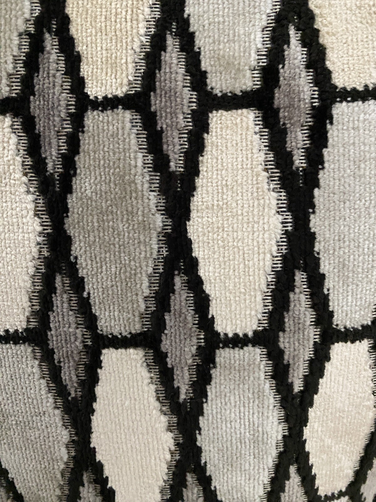 Rohleder Samt Kissenhülle  CRYSTAL NEU Abstrakt Schwarz Beige Vanille 45x 45 cm