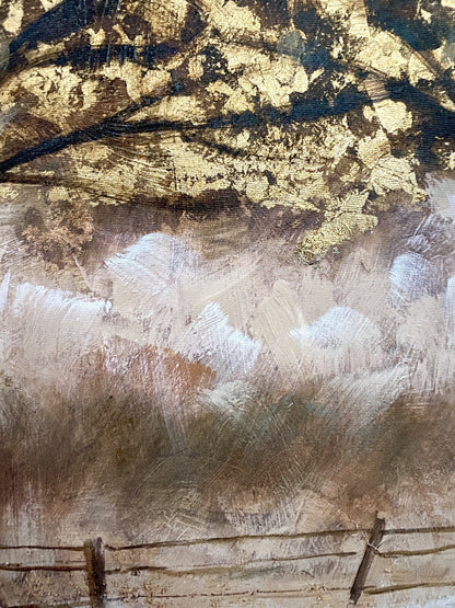 Gilde chices Gemälde „Baumpaar“ NEU Natur Braun Beige Gold 100x100cm