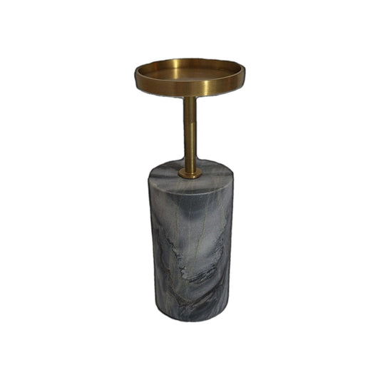 Kaheku Kerzenhalter LUND Neu Marmor Messing Grau Gold 22cm Hoch