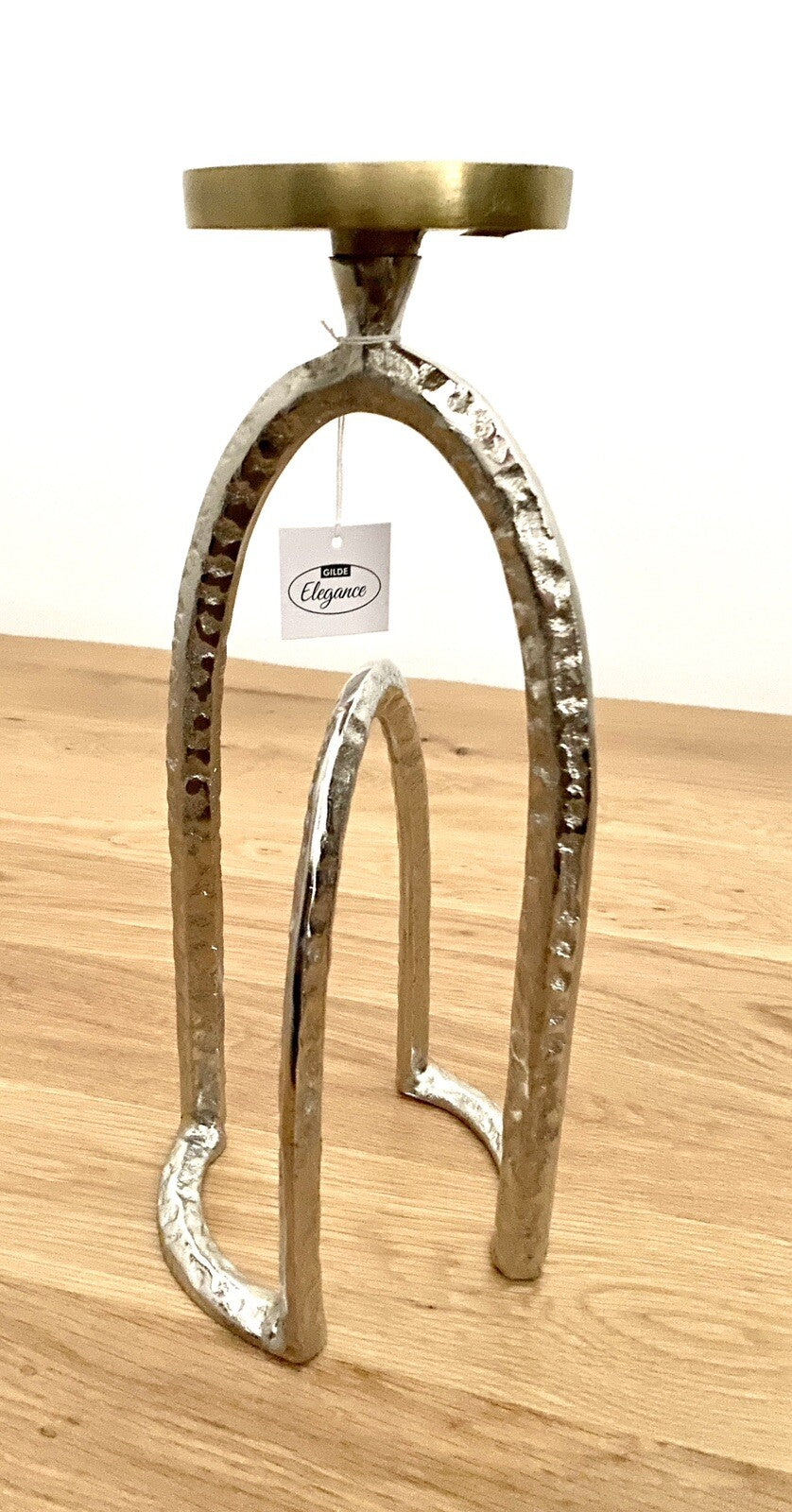 Gilde moderner Aluminium Kerzenleuchter PRESTO NEU Silber Gold  35 cm Hoch