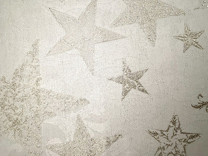 Apelt Jaquard Weihnachts-Tischband Sterne Natur Champagner 21x175cm