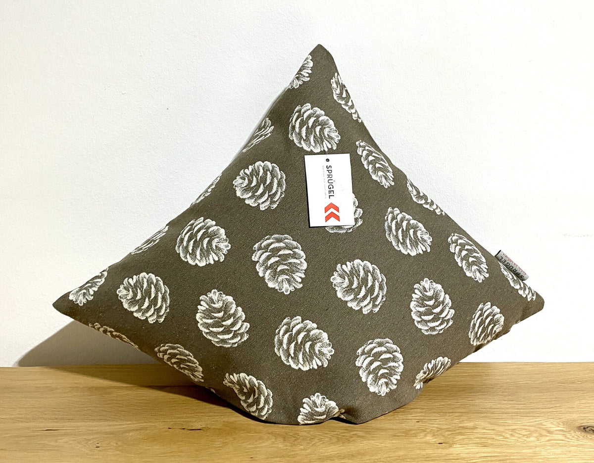 Sprügel Jaguard Kissenhülle Zapfen Taupe Weiß Grau 45x45cm