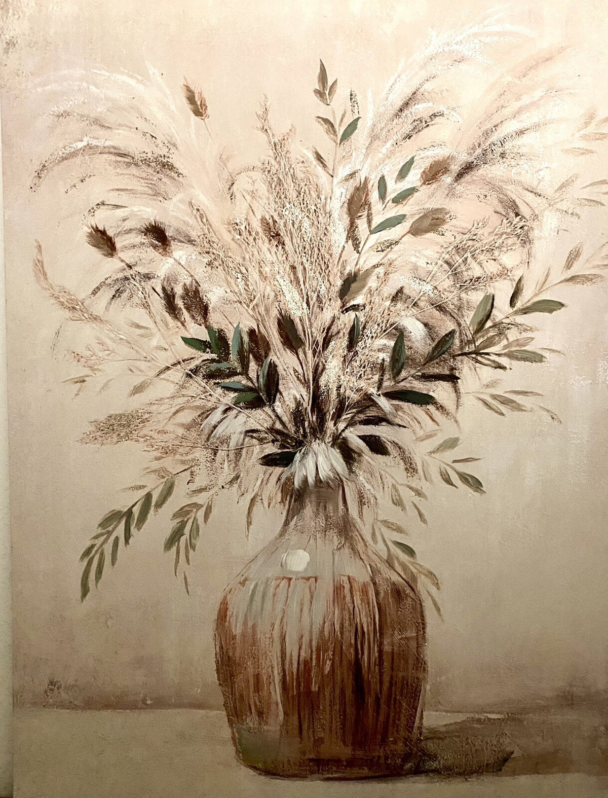 Gilde chices Gemälde „Blumenstrauß“ NEU Natur Braun Salbei Gold 90x120 cm