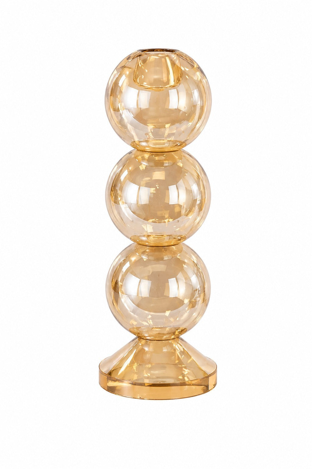 Kaheku Glas Kerzenständer VINESA NEU Amber 23,2cm Hoch Rund