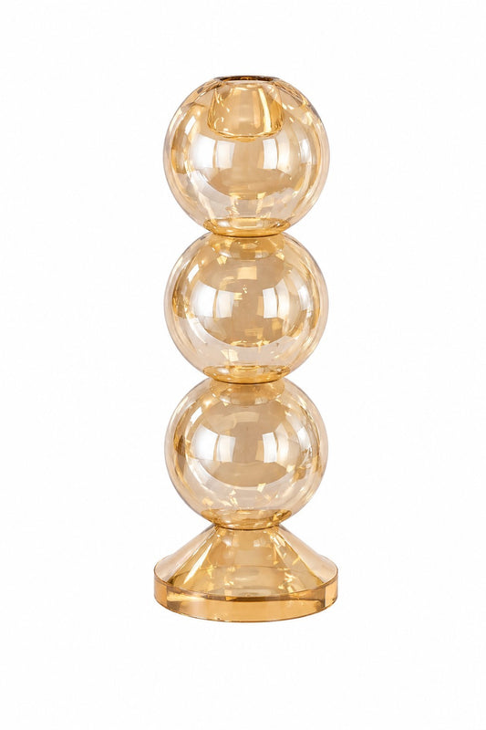 Kaheku Glas Kerzenständer VINESA NEU Amber 23,2cm Hoch Rund