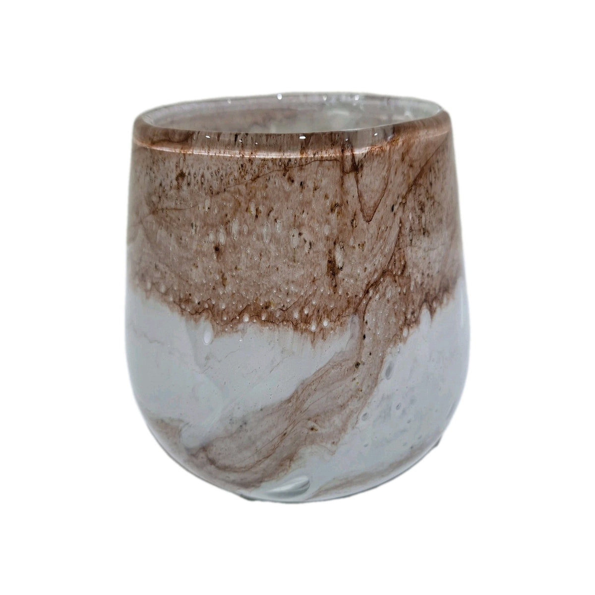 Fink Glas Windlicht MELLA Neu Weiß Braun 17 cm Hoch