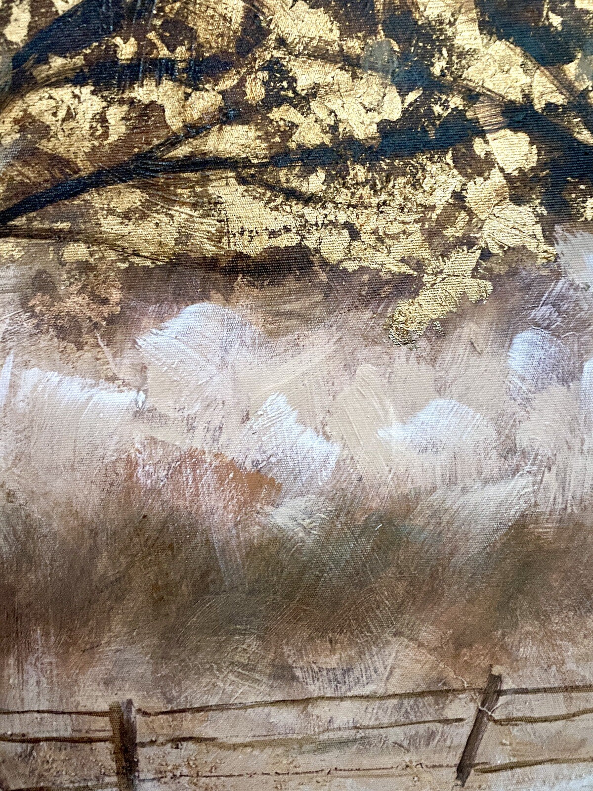 Gilde chices Gemälde „Baumpaar“ NEU Natur Braun Beige Gold 100x100cm