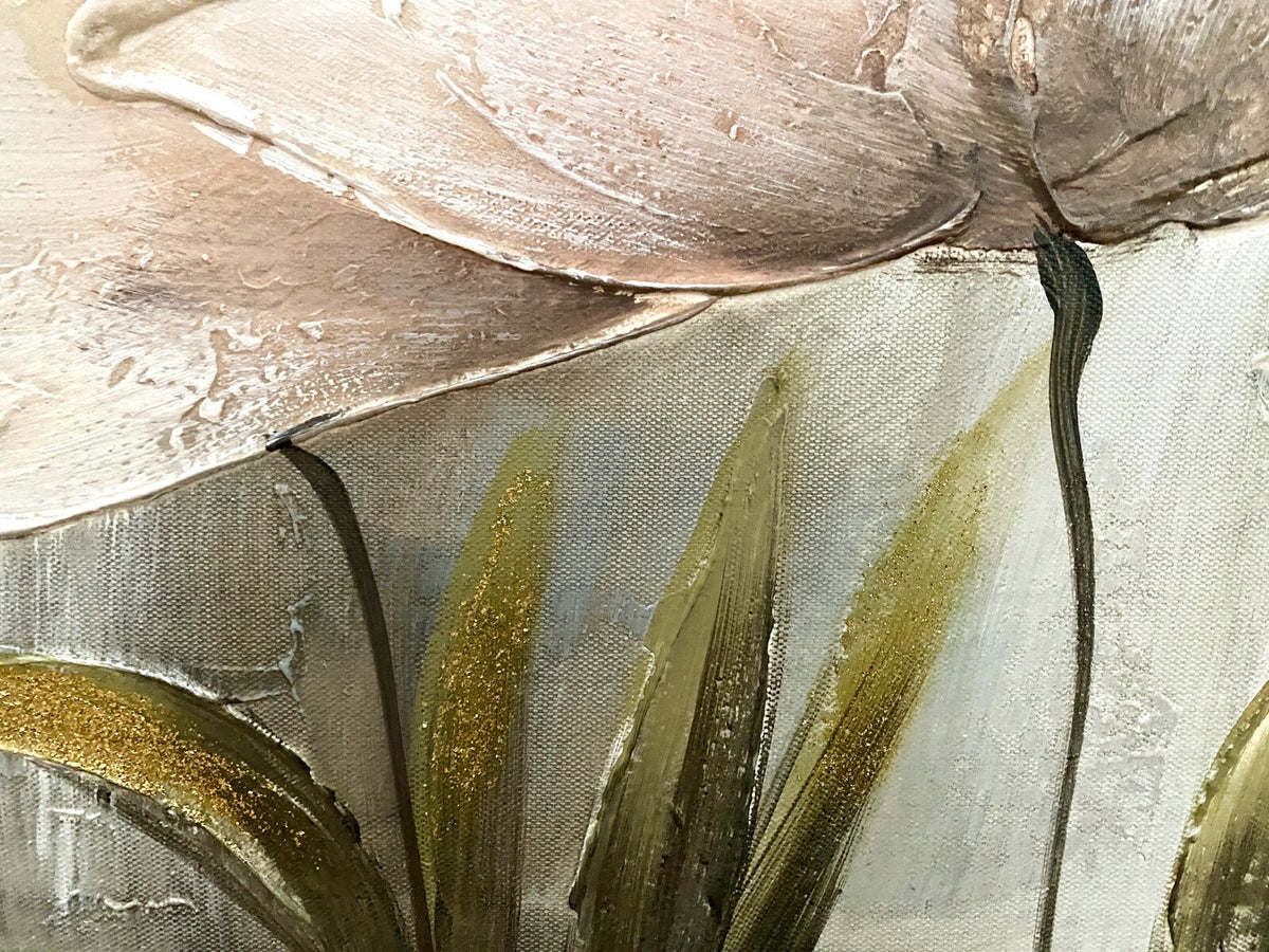 Formano chices Gemälde NEU Blütendesign mit Goldschimmer 40x80 cm