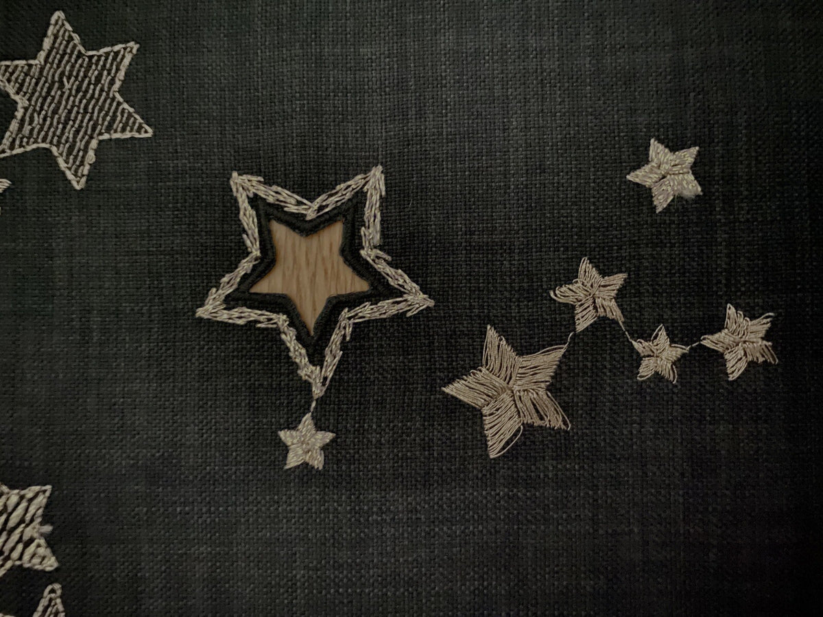 Sander Weihnachts-Läufer CASSIOPEIA Sterne bestickt Schwarz Gold 38x85cm