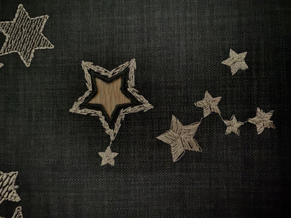 Sander Weihnachts-Läufer CASSIOPEIA Sterne bestickt Schwarz Gold 38x85cm