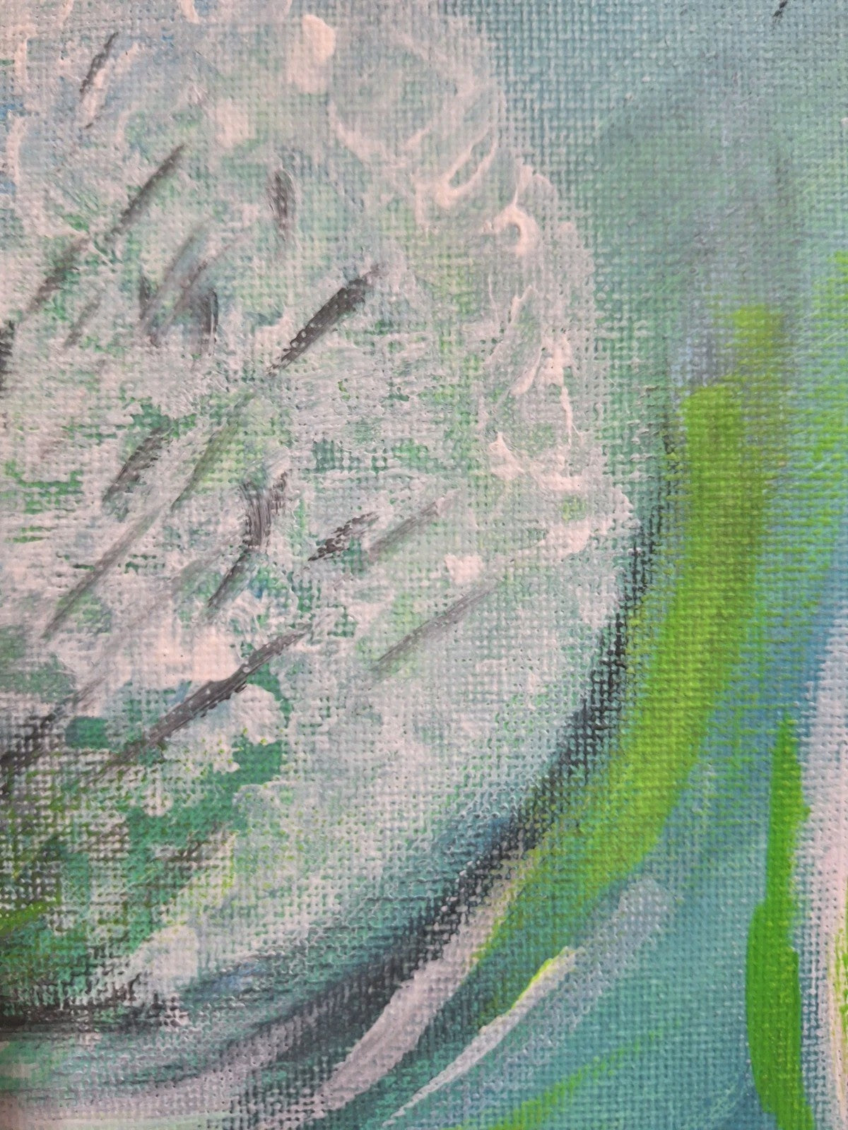 Gemälde Pusteblume Abstrakt NEU Türkis Rosa Maigrün 40x40 cm