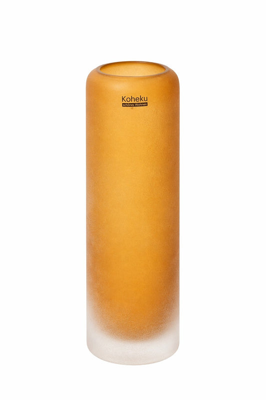 Kaheku Glasvase OPINO Neu Amber Matt Zylinderform 25cm Hoch 7,5cm Rund
