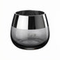 Fink Glas Windlicht BELLA NEU mit Spiegelrand Grau Silber 8 cm Hoch