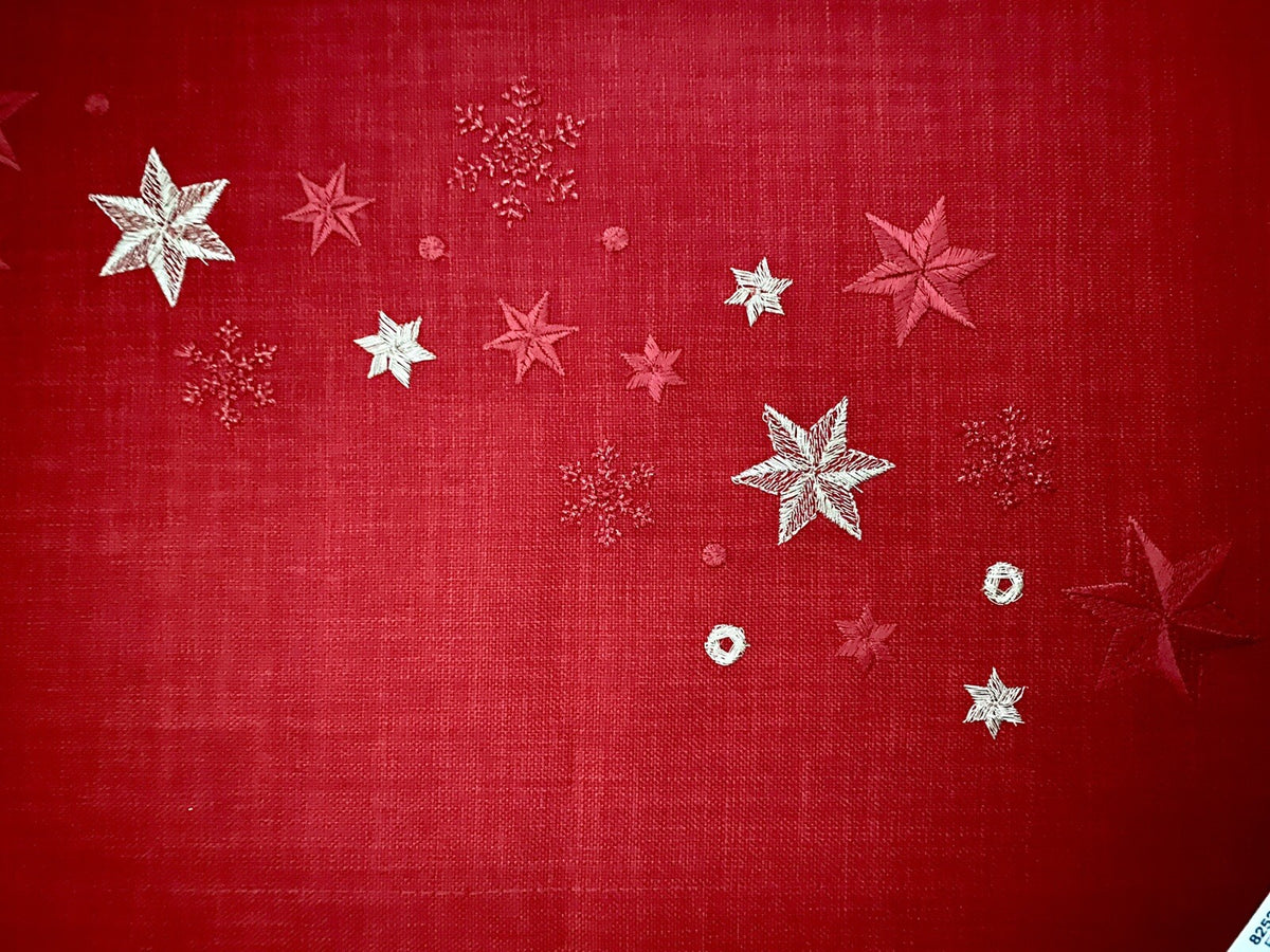 Sander Weihnachts-Tischband STARFLAKE Bestickt Rot Gold 25x160cm